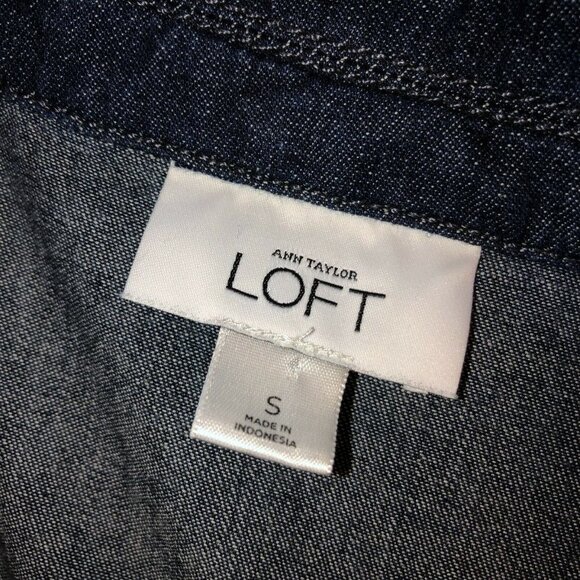 Ann Taylor Loft Denim Jean Jacket Blazer Sz Small Collared Button Front Pockets - Picture 8 of 9